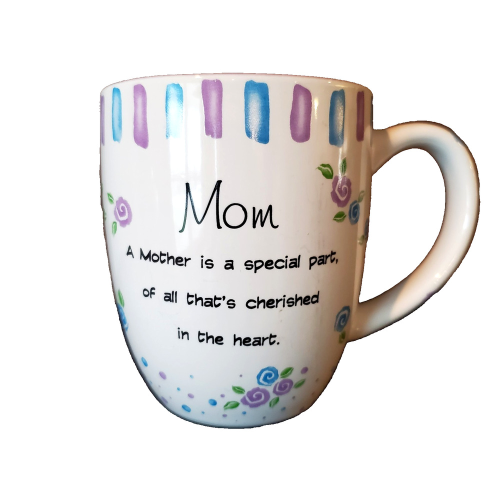 Personally Hers By Ganz Mom Cup & Mug Specialized Poem 4" White & Purple Floral